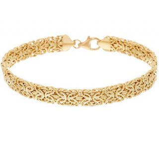 14K Gold 7 1/4 Domed Mirror Byzantine Bracelet, 5.6g —