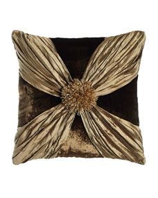 Dian Austin Couture Home Gatsby Velvet Pillow with Crushed Silk Wrap, 20Sq.