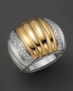 John Hardy Bedeg 18K Gold and Silver Dome Ring with Diamonds