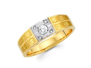Men's Diamond Wedding Ring 14k Multi Tone Gold Band (1/5 Carat)