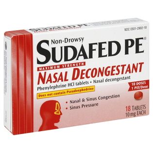 Sudafed PE Nasal Decongestant, Non Drowsy, Maximum Strength, Tablets