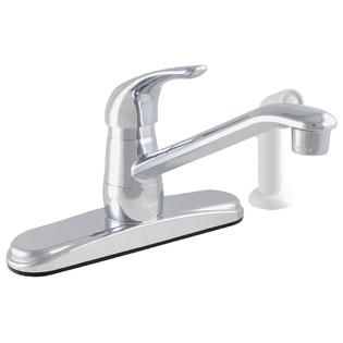 Exquisite Kitchen Faucet Single Handle and White Side Spray Chrome