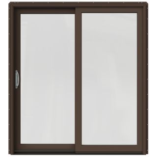 JELD WEN W 2500 71.25 in 1 Lite Glass Dark Chocolate Wood Sliding Patio Door with Screen