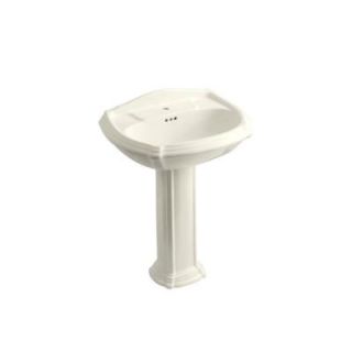 KOHLER Portrait Vitreous China Pedestal Combo Bathroom Sink in Biscuit with Overflow Drain K 2221 1 96