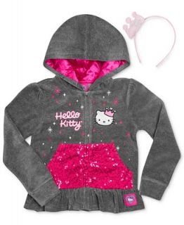Hello Kitty Kids Sweatshirt, Little Girls Lets Play Ruffle Hoodie and
