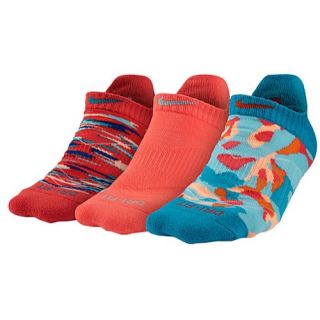 Nike 3PK Dri FIT Graphic No Show Socks   Womens   Training   Accessories   Orange/Charcoal/Purple