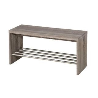 Worldwide Homefurnishings Compact Bench with Bottom Shelf in Faux Reclaimed Finish 401 787