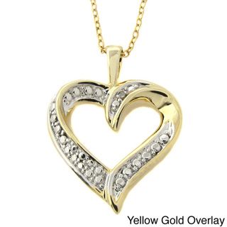 Finesque 14k Gold Overlay Diamond Accent Heart Necklace