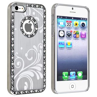 BasAcc Bling Luxury Silver with Flower Snap on Case for Apple iPhone 5