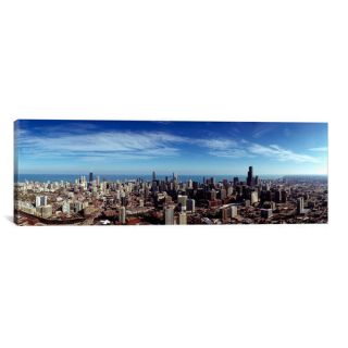 iCanvas Panoramic Aerial view of Chicago, Illinois with Lake Michigan in the Background Photographic Print on Canvas