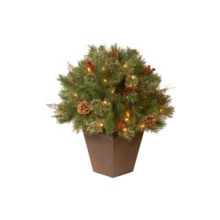 National Tree Company 24 in. Glistening Pine Topiary Bush with 50 Clear Lights GN19 24TLO