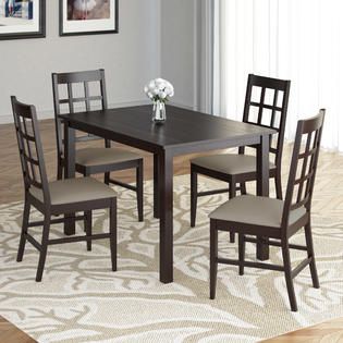CorLiving Atwood 5pc Dining Set with Taupe Stone Leatherette Seats