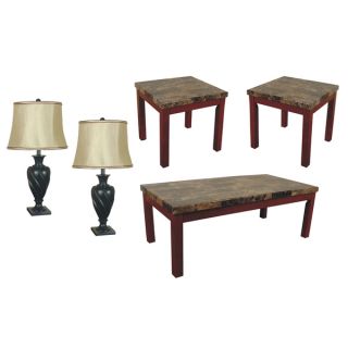 SOFAB Bennington 5 piece Lamp, Coffee Table and End Table Set