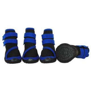 PET LIFE Small Black/Blue Performance Coned Premium Stretch Supportive Dog Shoes (Set of 4) F26BLSM