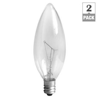 GE 15 Watt Incandescent B8 Blunt Tip Decorative Candelabra Base Clear Light Bulb (2 Pack) 15BC/CD2 TP6