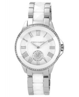 Vince Camuto Watch, Womens White Ceramic and Stainless Steel Bracelet