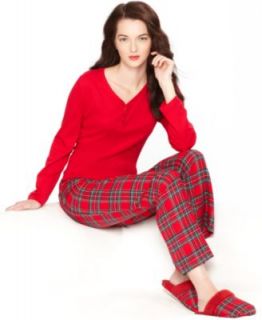 Charter Club Holiday Lane Flannel Mix it Up Top and Pajama Pants Set