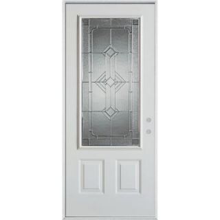 Stanley Doors 36 in. x 80 in. Neo Deco Zinc 3/4 Lite 2 Panel Prefinished White Steel Prehung Front Door 1532E D 36 L Z
