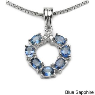 Malaika Sterling Silver 3/4ct Blue Sapphire and Diamond Necklace
