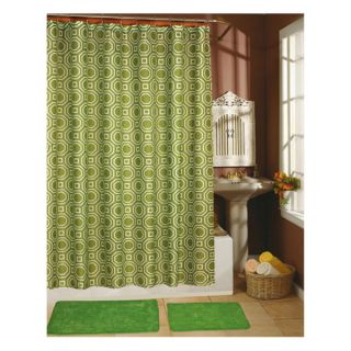 Octagon Sage Shower Curtain, Hooks and Bath Rug 15 piece Set