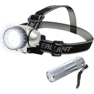 Stalwart 12 LED Headlamp Plus 6 LED Flashlight Super Set