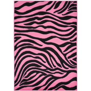 Ottomanson Pink Animal Print Zebra Design Area Rug (33 x 5