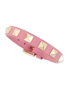 Valentino Small Rockstud Leather Buckled Bracelet