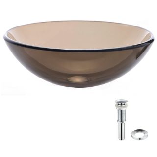 Kraus Clear Brown Tempered Glass Drop In Round Bathroom Sink (Drain Included)