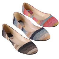 Journee Collection Womens Crush 80 Multi color Striped Ballet Flats