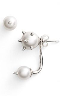 Nektar de Stagni New Classics Spike Cultured Pearl Mismatch Earrings with Earring Jacket