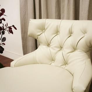 Baxton  Taft Off White Leather Club Chair