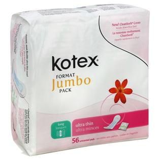 Kotex  Pads, Ultra Thin, Long, Unscented, Jumbo Pack, 56 pads