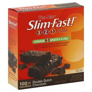 Slim Fast 3 2 1 Plan Snack Bars, Double Dutch Chocolate, 6   0.81 oz