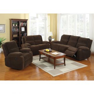Furniture of America Borrison 3 Piece Dark Brown Flannelette Recliner