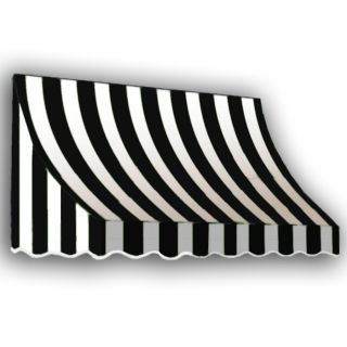 Awntech 124.5 in Wide x 48 in Projection Black/White Stripe Crescent Window/Door Awning