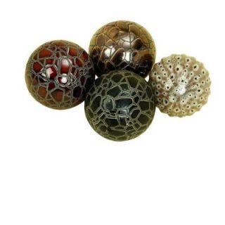 Home Decorators Collection 4 in. H x 4 in. W Earthtones Ceramic Morgandy Decorative Ball (Set of 4) 0884800730
