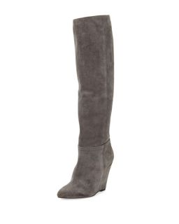 Pour la Victoire Lucia Suede Wedge Knee Boot, Gray