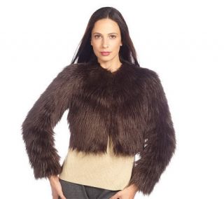 Isaac Mizrahi Live Cropped Faux Fur Bolero with Pockets —