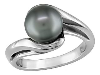 10K White Gold Black Pearl Tahitian Ring