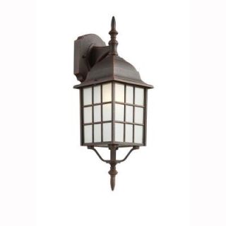 Bel Air Lighting Cityscape 1 Light Rust Coach Lantern with Frosted Glass 4420 1 RT