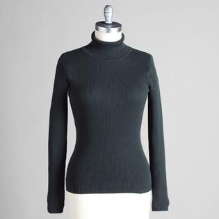 Basic Editions   Womens 100% Cotton Turtleneck Rib Solid Sweater
