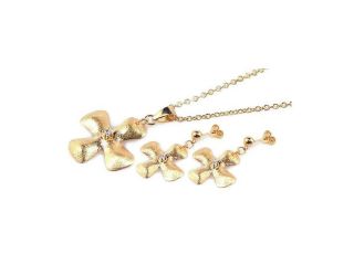 Cubic Zirconia CZ .925 Sterling Silver Cross Necklace Pendant Earrings Jewelry Set 567 sts00154