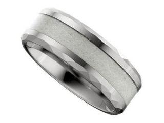 8.3MM Dura Tungsten Beveled Band With Carbon Fiber Center Size 11