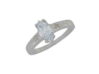 1 Ct Zirconia & Diamond Marquise Ring .925 Sterling Silver Rhodium Finish