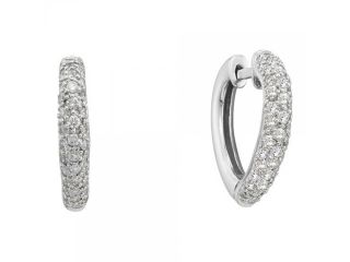 14k White Gold 0.49 CTW Round Diamond Fashion Hoop Earrings   3.402 gram    #556 37782