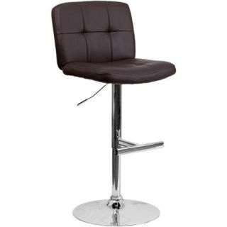 Contemporary Vinyl Adjustable Height Barstool with Wide Seat and Chrome Base, Multiple Colors