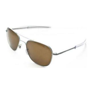 AO Original Pilot Sunglasses, Matte Chrome, Bayonet, Brown Glass Lens, 55mm, Pol