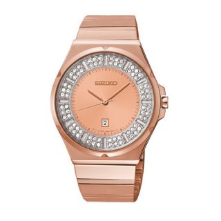 Seiko Womens SXDF74 Rose Goldtone Bracelet Watch Made   16382031