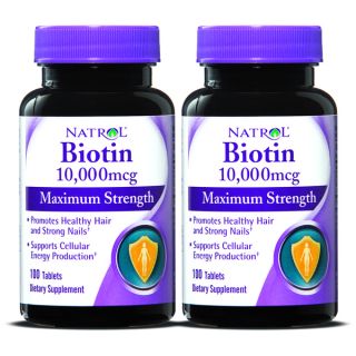 Natrol Biotin 10,000mcg 100 Count Supplements (Pack of 2)  