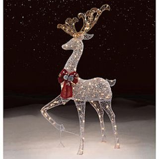 Pre lit Silver Mesh Standing Deer Graceful Holidays Come From 